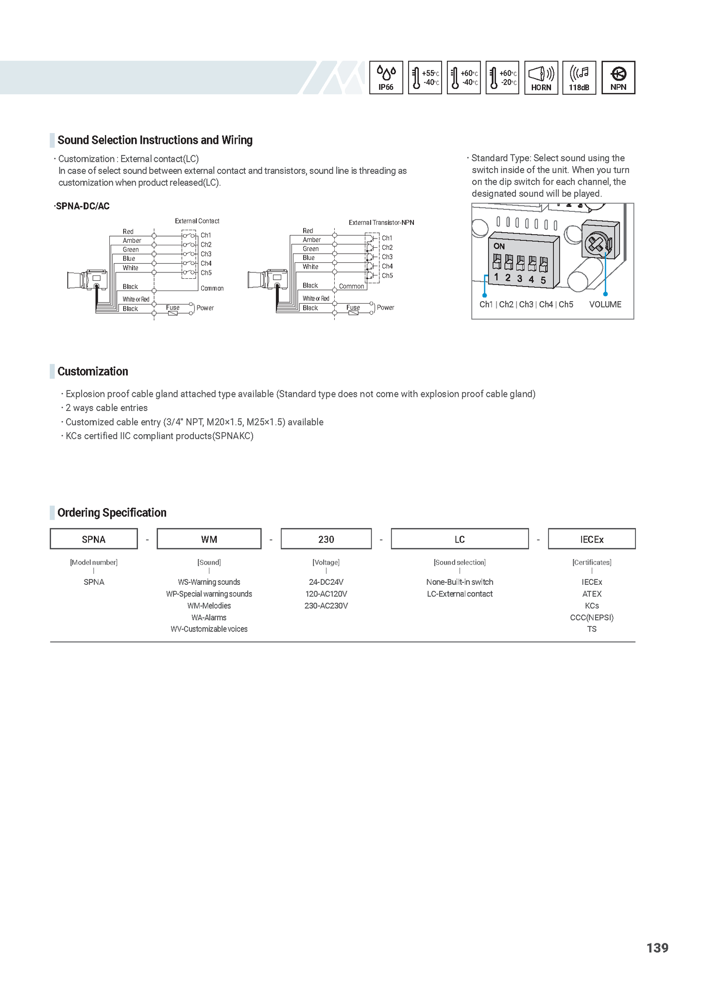 Explosion Proof Electronic Sounders SPNA Series SPNA-TI Telephone initiated signaling