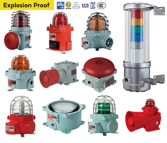 Explosion Proof signalings compliant with lECEx, ATEX, NEPSI, KGS, KOSHA standards