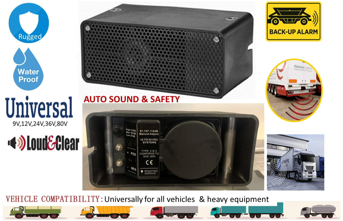Heavy Duty Back Up Reversing Alarms for Truck Trailer
