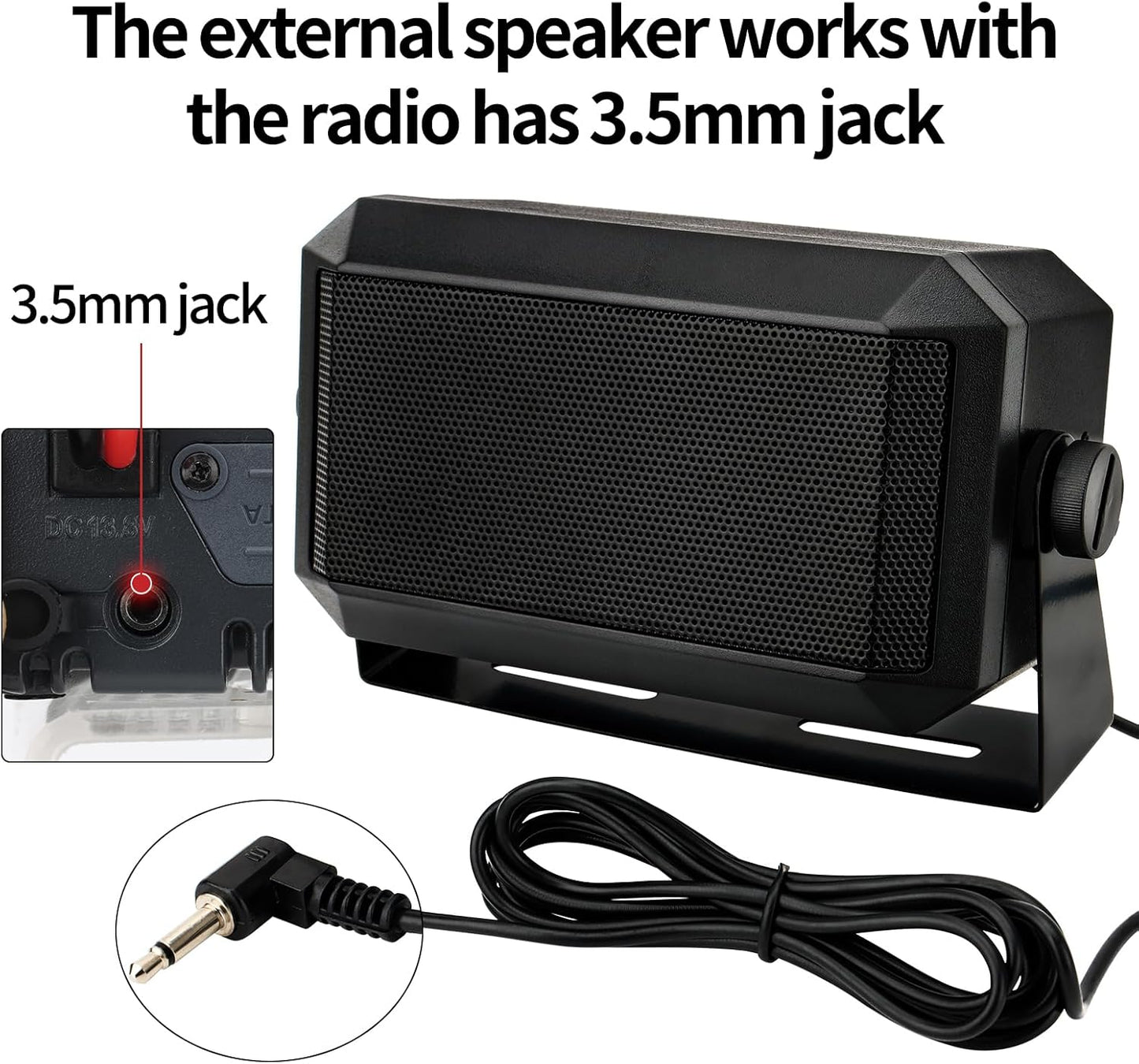 Rectangular External Communications Speaker/CB Radio Speaker for Ham Radio, External Scanners for All 3.5mm Audio Plug CB Radios and Mobile Radio