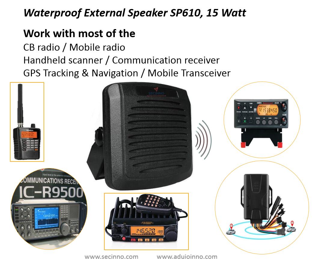 Waterproof external speaker IP67 for cb radio GPS navigation and mobile communication